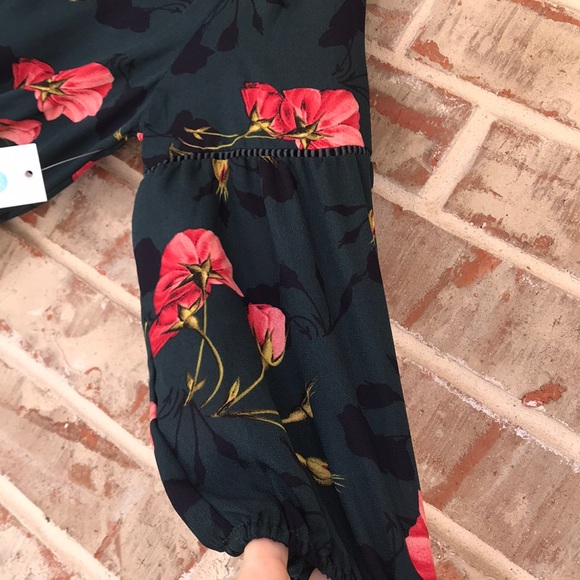 Collective Concepts Hunter Green Floral Dress - Picture 5 of 10